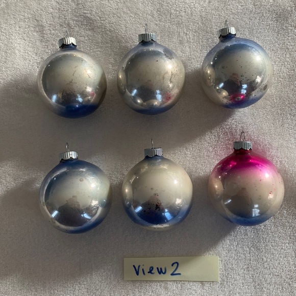 Vintage Shiny Brite Ombré Christmas ornaments Gold Silver Blue - Picture 3 of 16